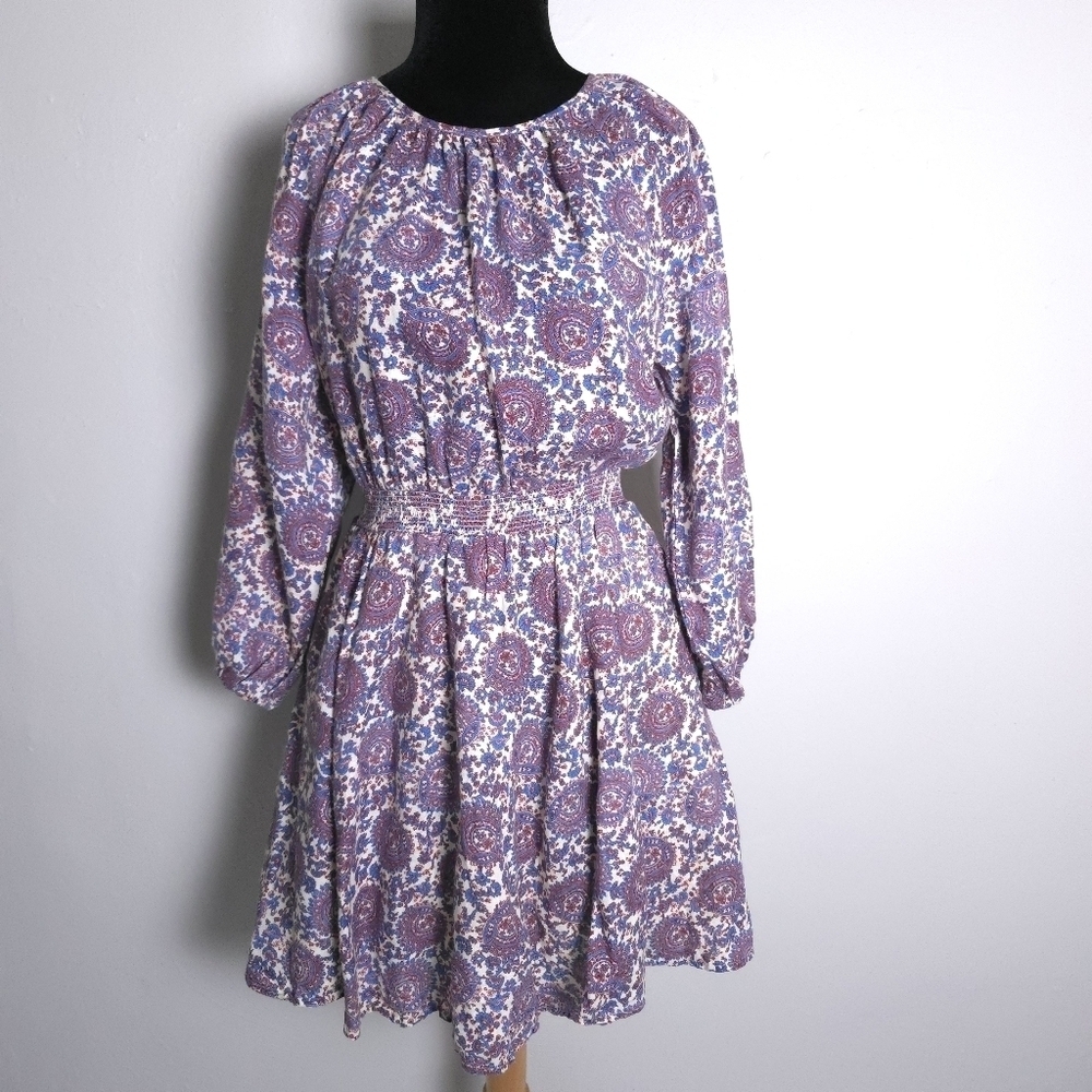 J.Crew Palermo Linen Smocked-Waist Floral Mini Dress Size Spring 2023